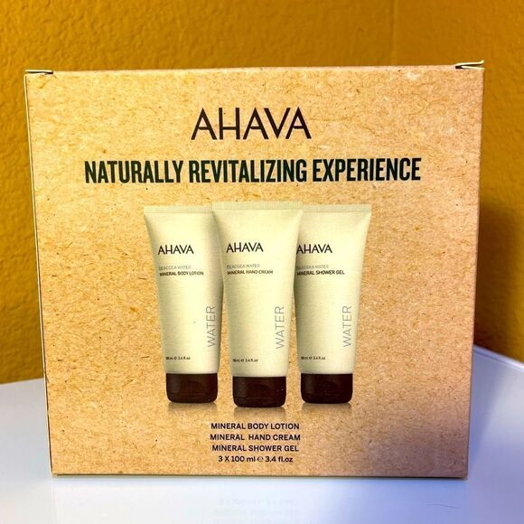 AHAVA DEAD SEA Minerals Travel Gift Trio with Body Lotion, Bath Gel, Hand Creme